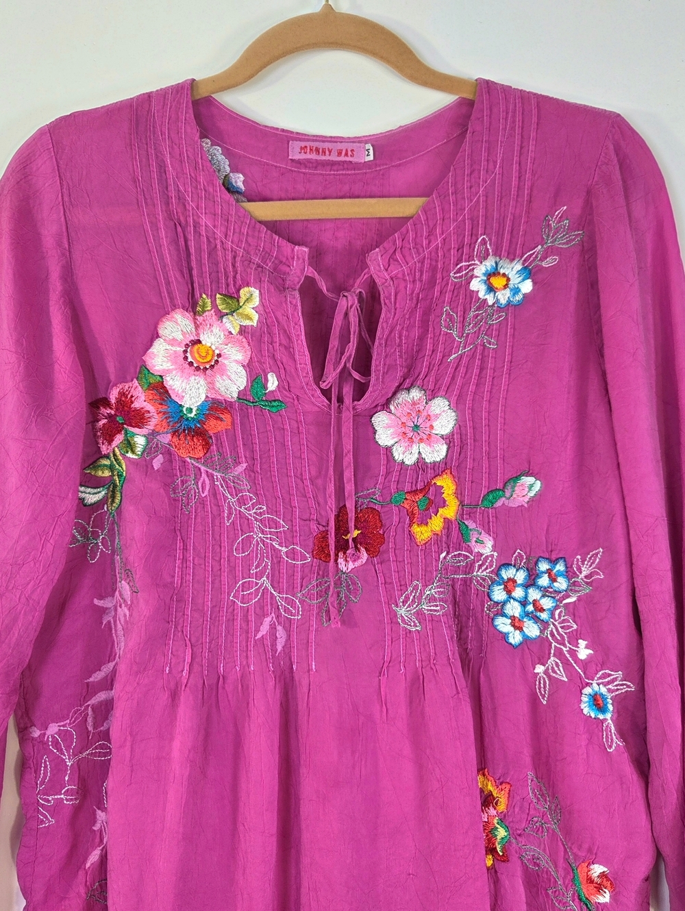 Johnny Was Magenta Embroidered Floral Tunic - Picture 2 of 5